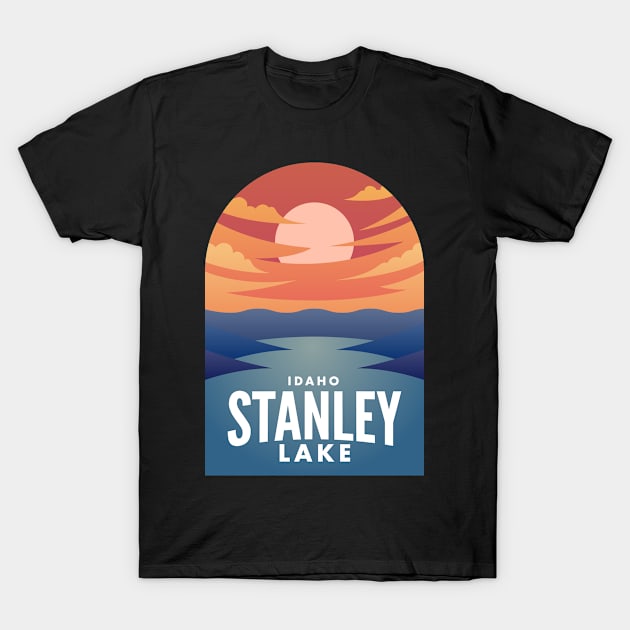 Stanley Lake Lake ID Retro Sunset T-Shirt by HalpinDesign